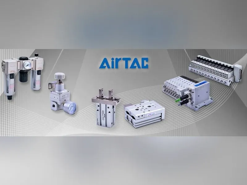 Airtac product range: FRL air preparation units, pressure regulator, air gripper, slide table and solenoid valve manifolds
