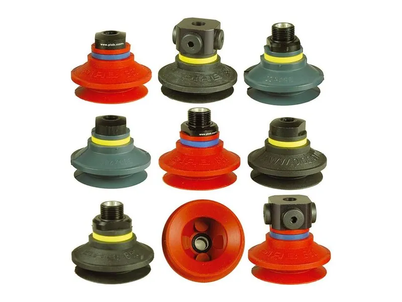 Piab bellows and flat vacuum suction cups in polyurethane and nitrile compounds