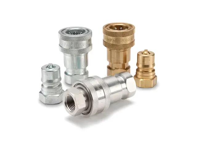 Rectus hydraulic quick couplings with steel and brass bodies