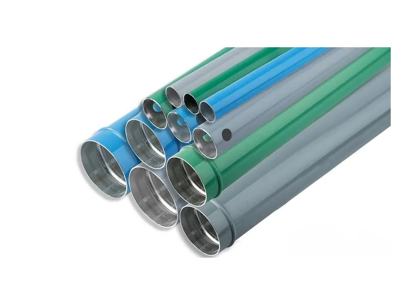Transair rigid aluminium pipe in blue, green and grey for compressed air, inert gas and vacuum