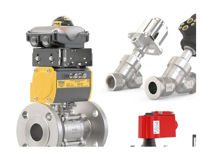 UFLOW pneumatically actuated ball valve and stainless steel angle seat valves